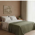 Cotton Herringbone Blanket: Olive Green