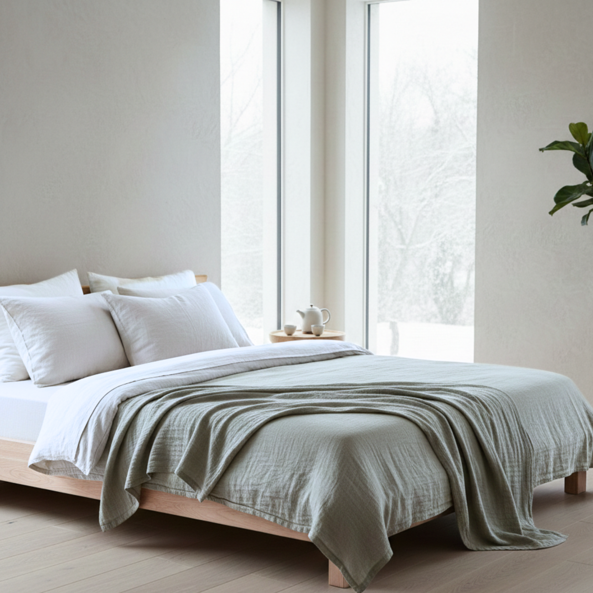 8 Layer Cotton Muslin Blanket - Sea Foam