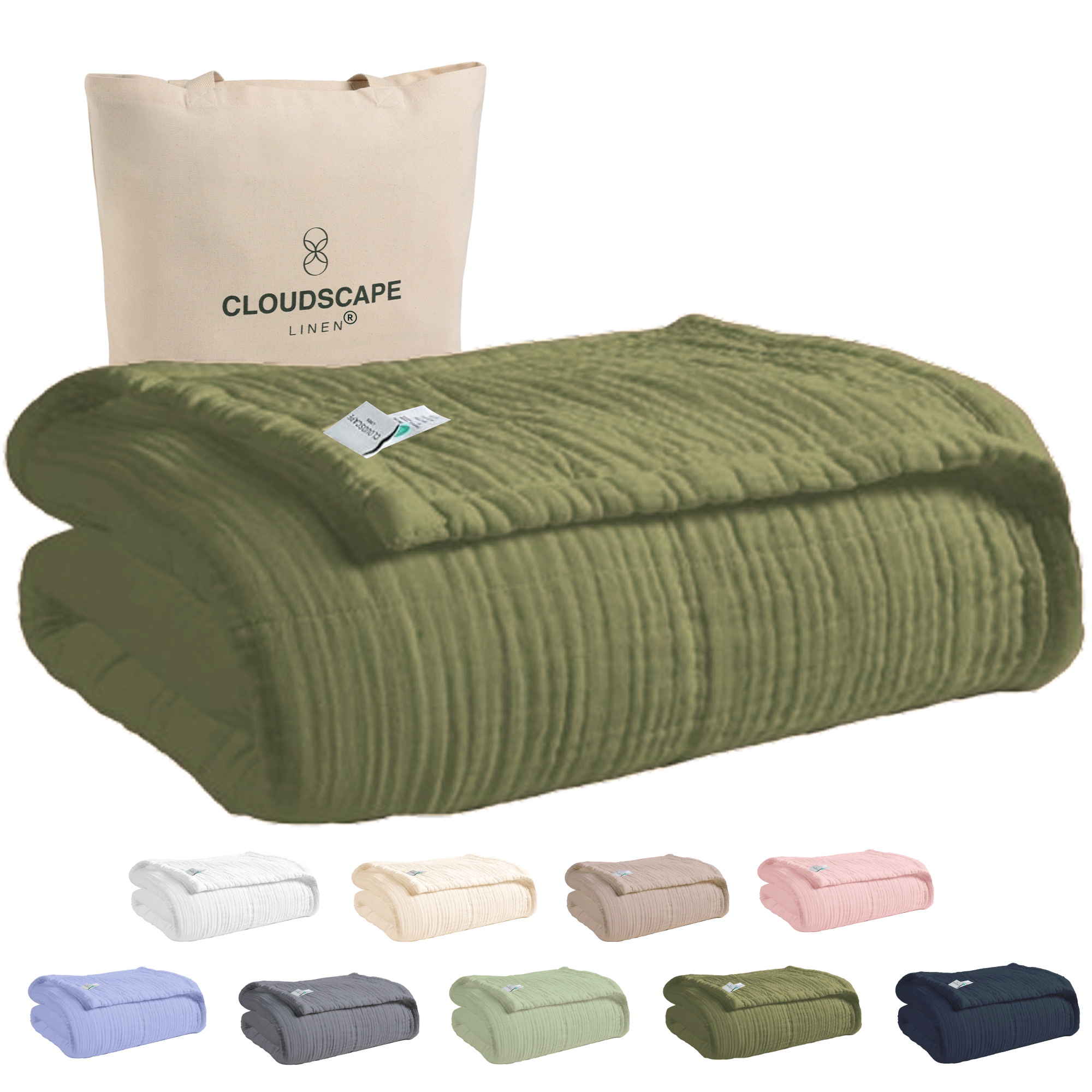 8 Layer Cotton Muslin Blanket - Olive Green