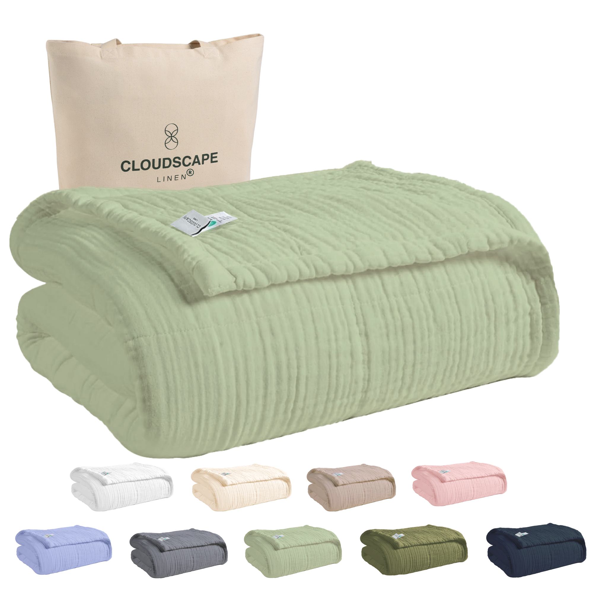 8 Layer Cotton Muslin Blanket - Sea Foam