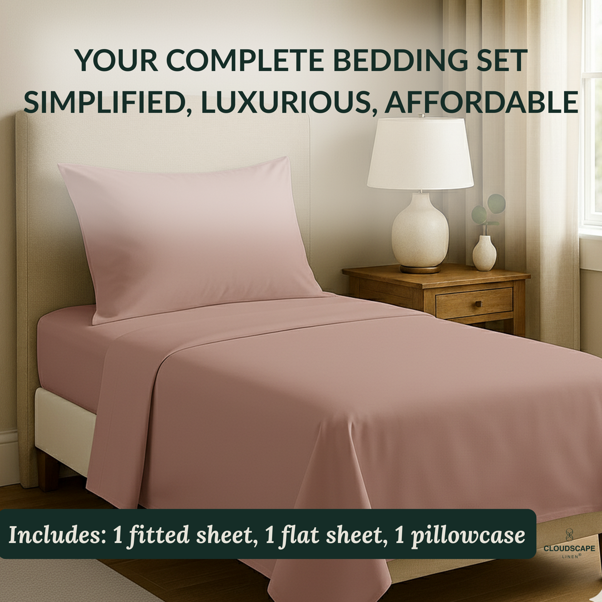 400 Thread Count Egyptian Cotton : Sepia Rose Bedsheet Set