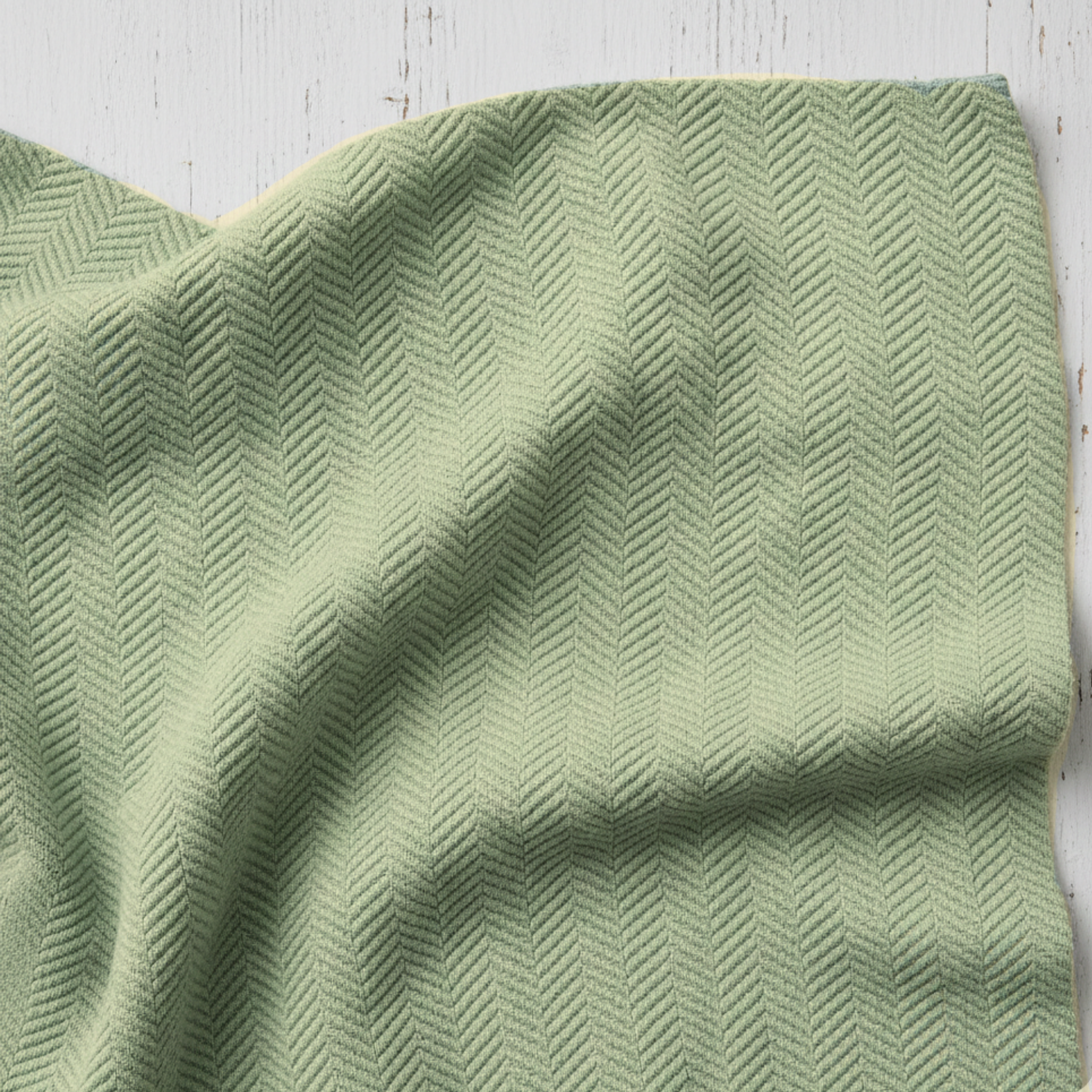 Cotton Herringbone Blanket: Sea Foam