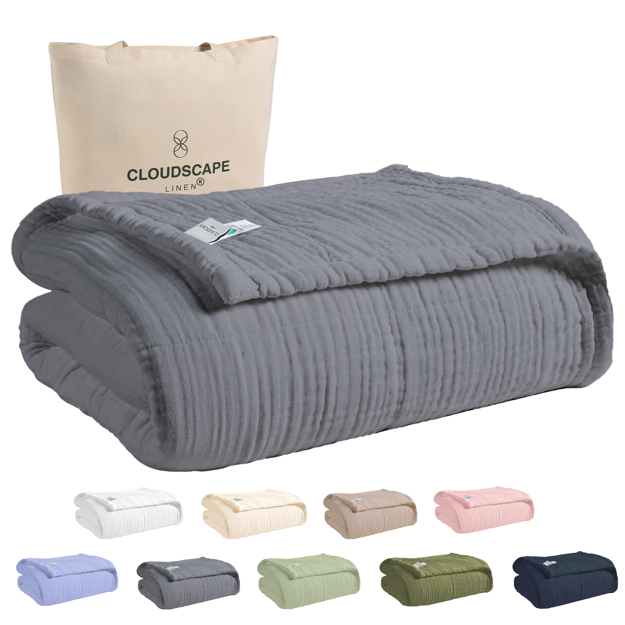 8 Layer Cotton Muslin Blanket - Dark Grey