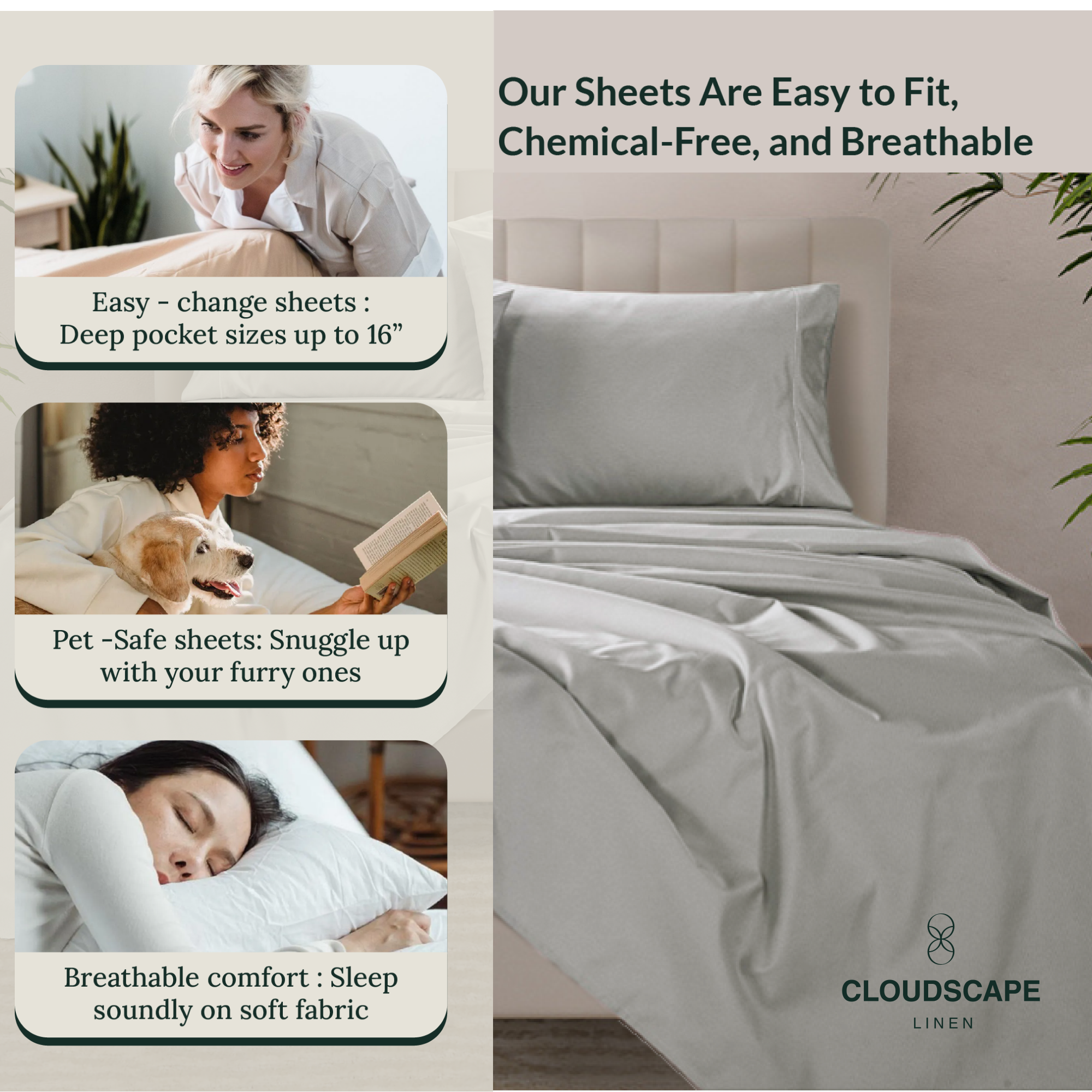 1000 Thread Count Egyptian Cotton : Silver Bedsheet Set