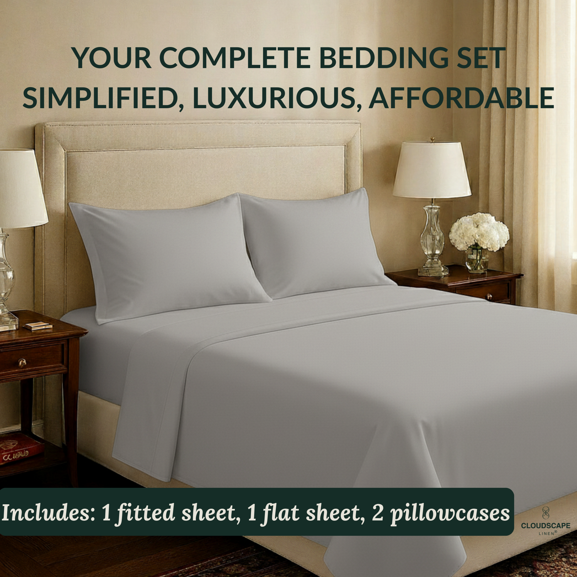 400 Thread Count Egyptian Cotton : Silver Bedsheet Set