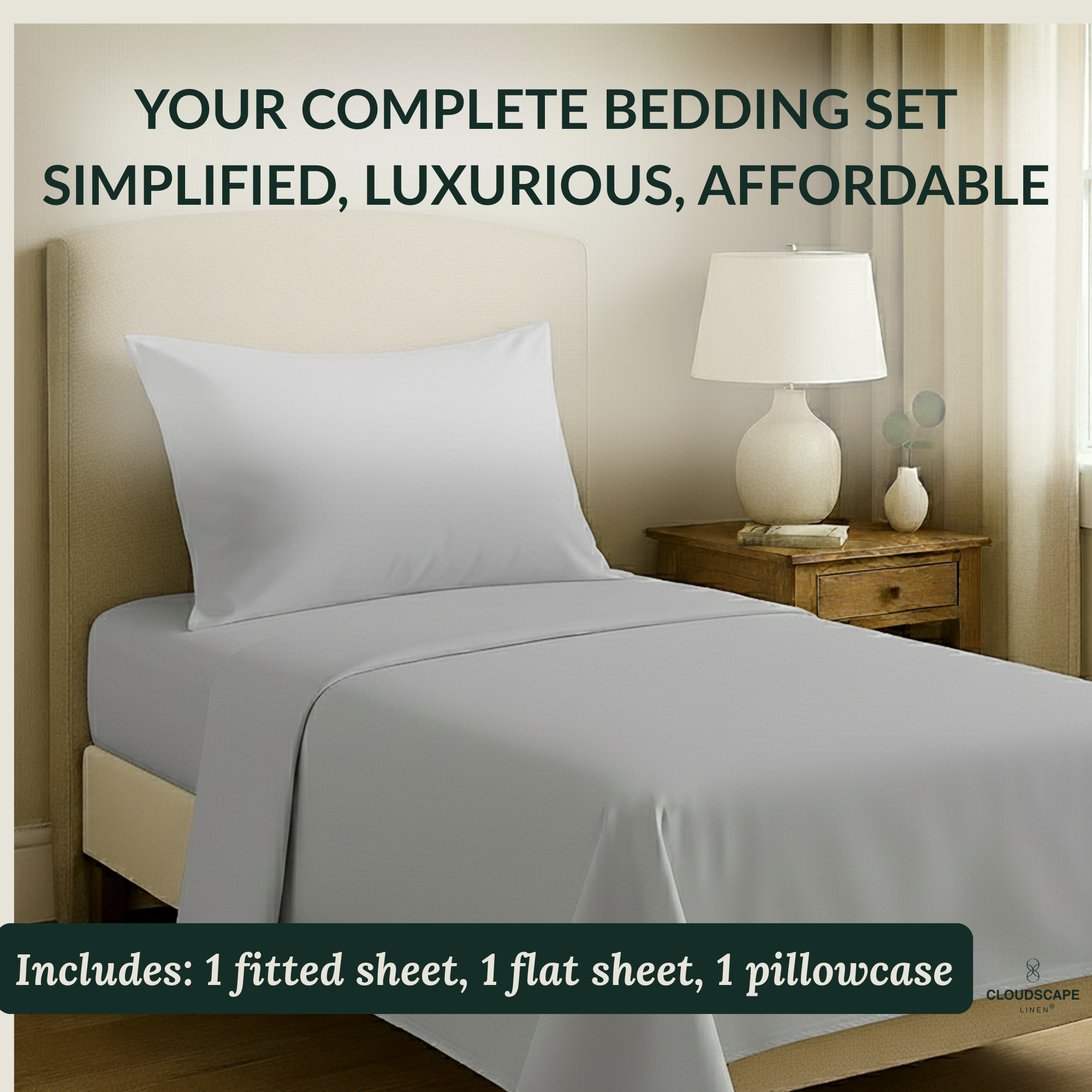 400 Thread Count Egyptian Cotton : Silver Bedsheet Set
