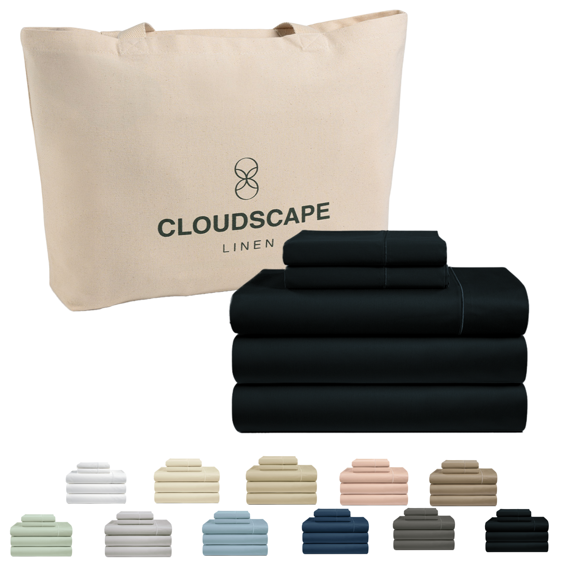 1000 Thread Count Egyptian Cotton : Black Bedsheet Set