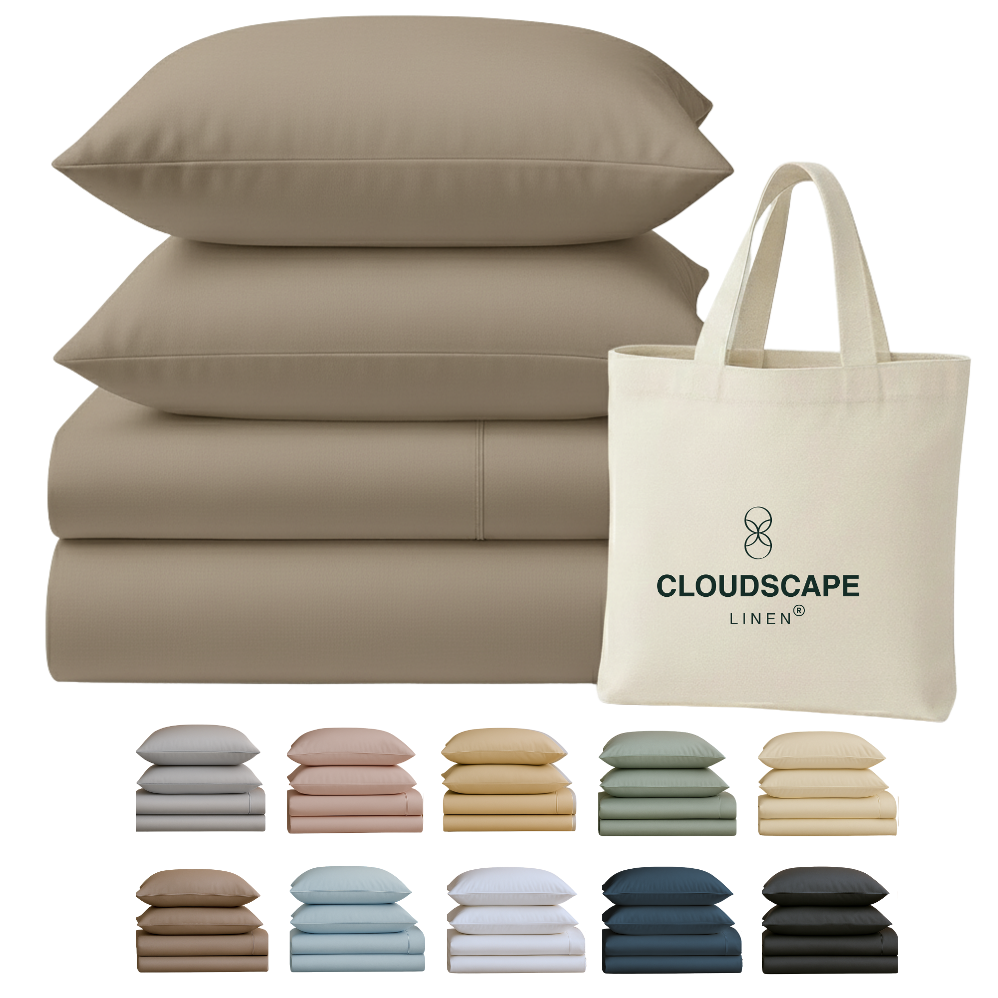 400 Thread Count Egyptian Cotton : Taupe Bedsheet Set