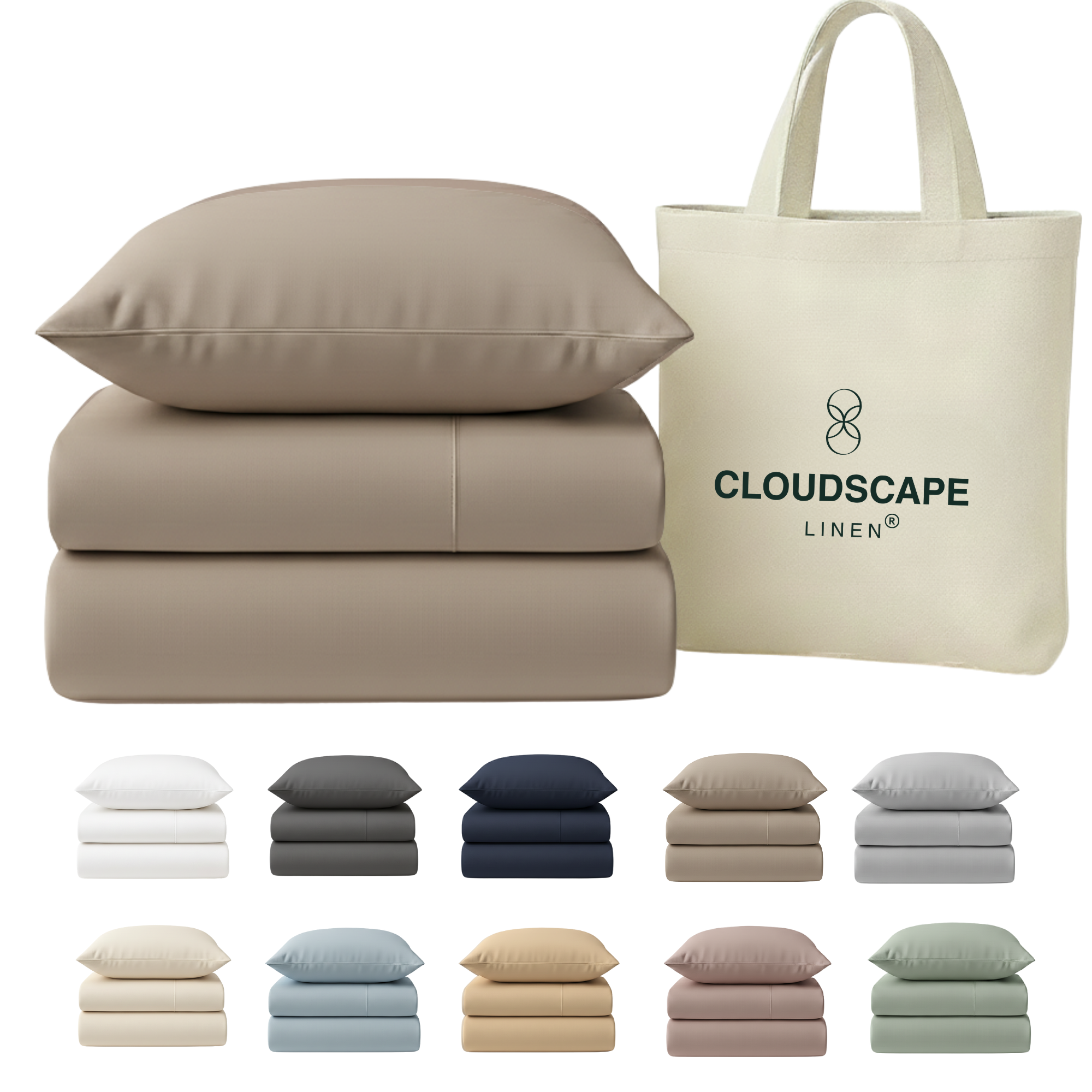 400 Thread Count Egyptian Cotton : Taupe Bedsheet Set