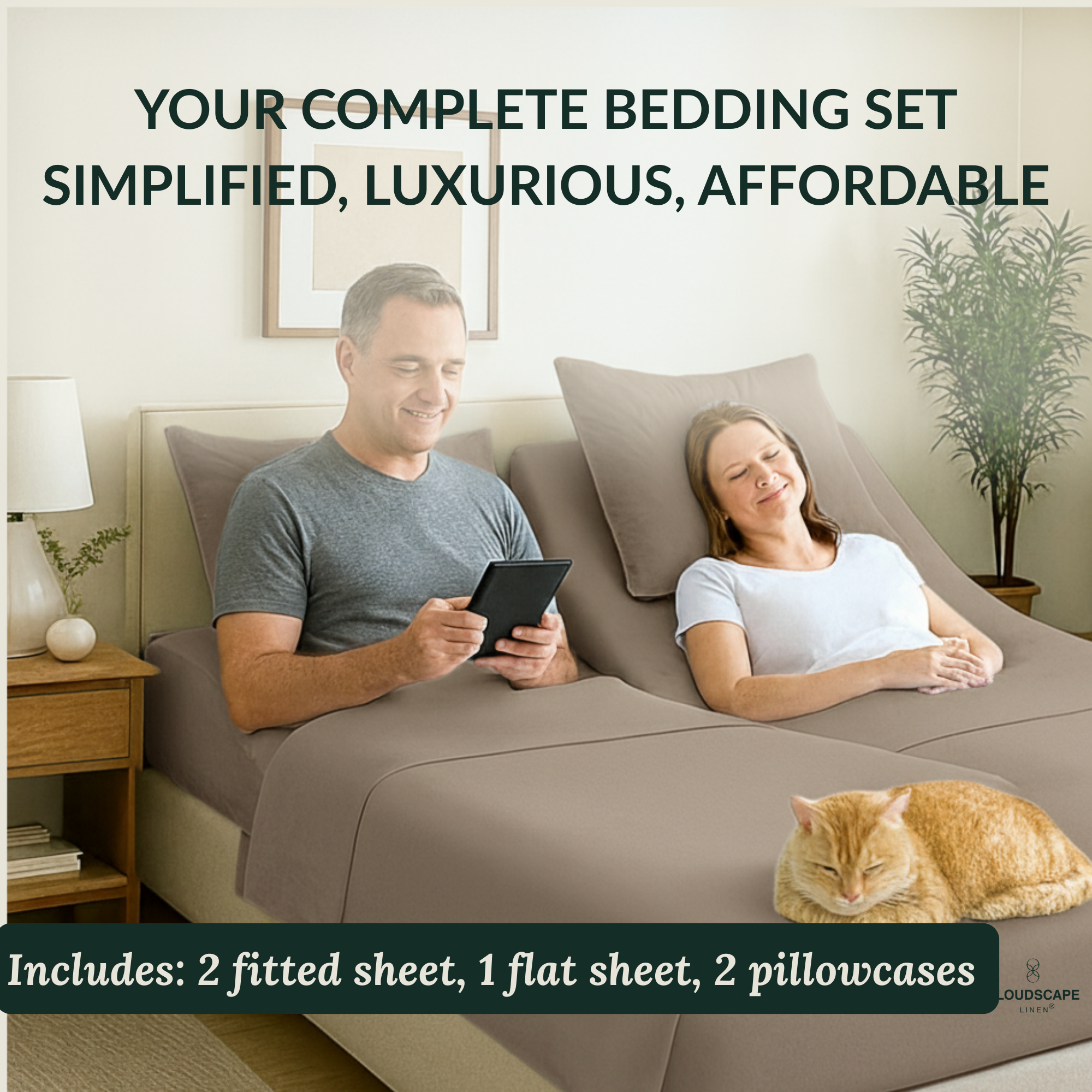 400 Thread Count Egyptian Cotton : Taupe Bedsheet Set
