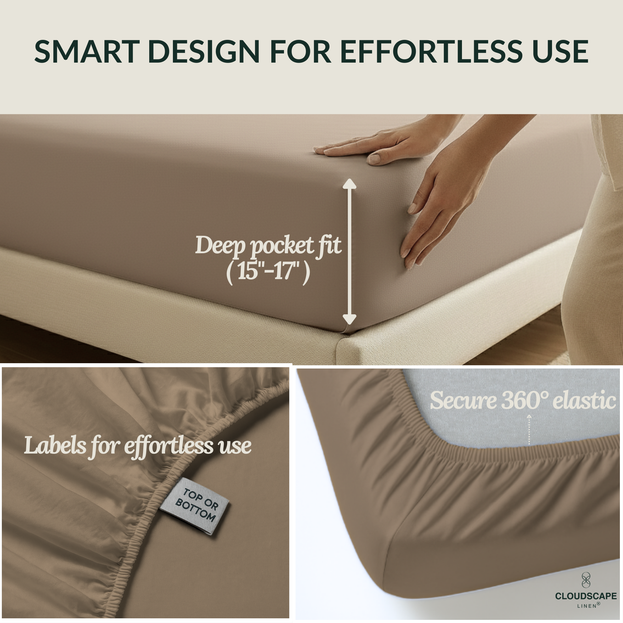 400 Thread Count Egyptian Cotton : Taupe Bedsheet Set