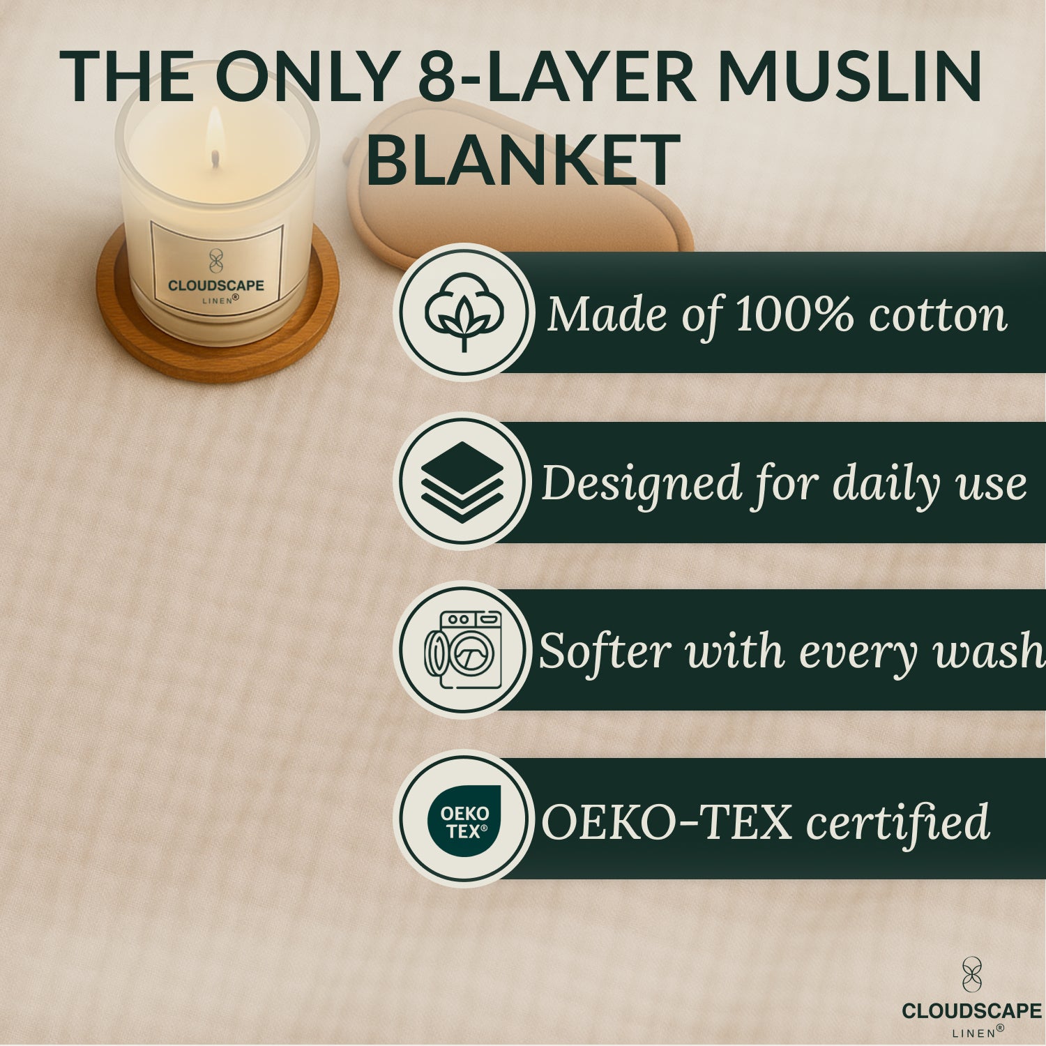 8 Layer Cotton Muslin Blanket - Fog
