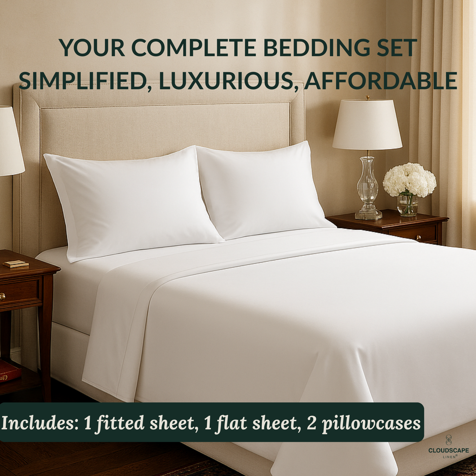 400 Thread Count Egyptian Cotton : White Bedsheet Set