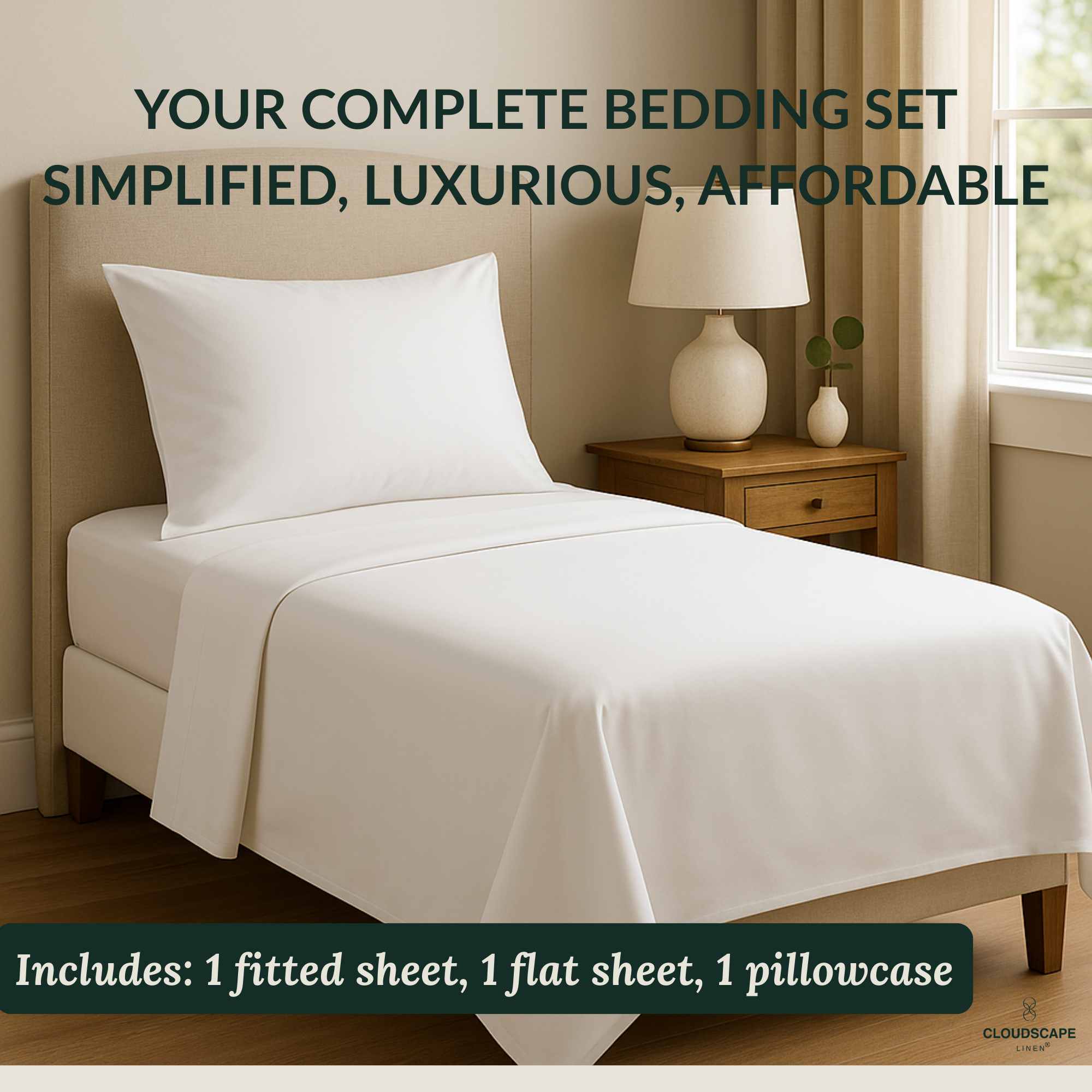 400 Thread Count Egyptian Cotton : White Bedsheet Set