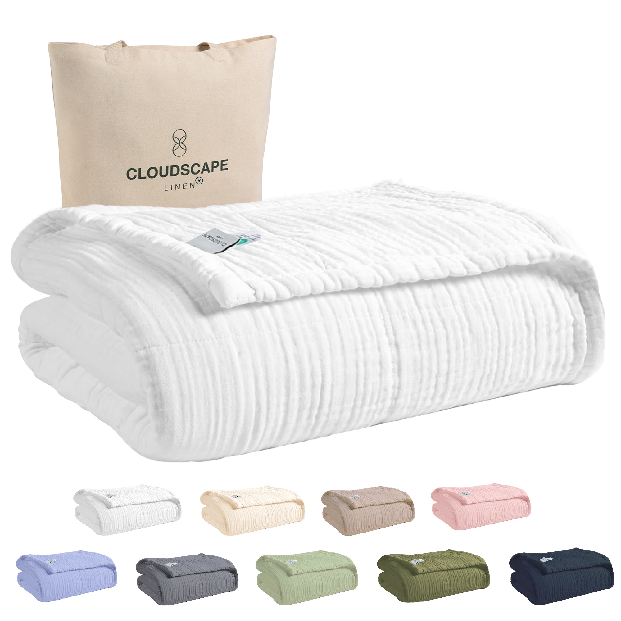 4 Layer Cotton Muslin Blanket: White