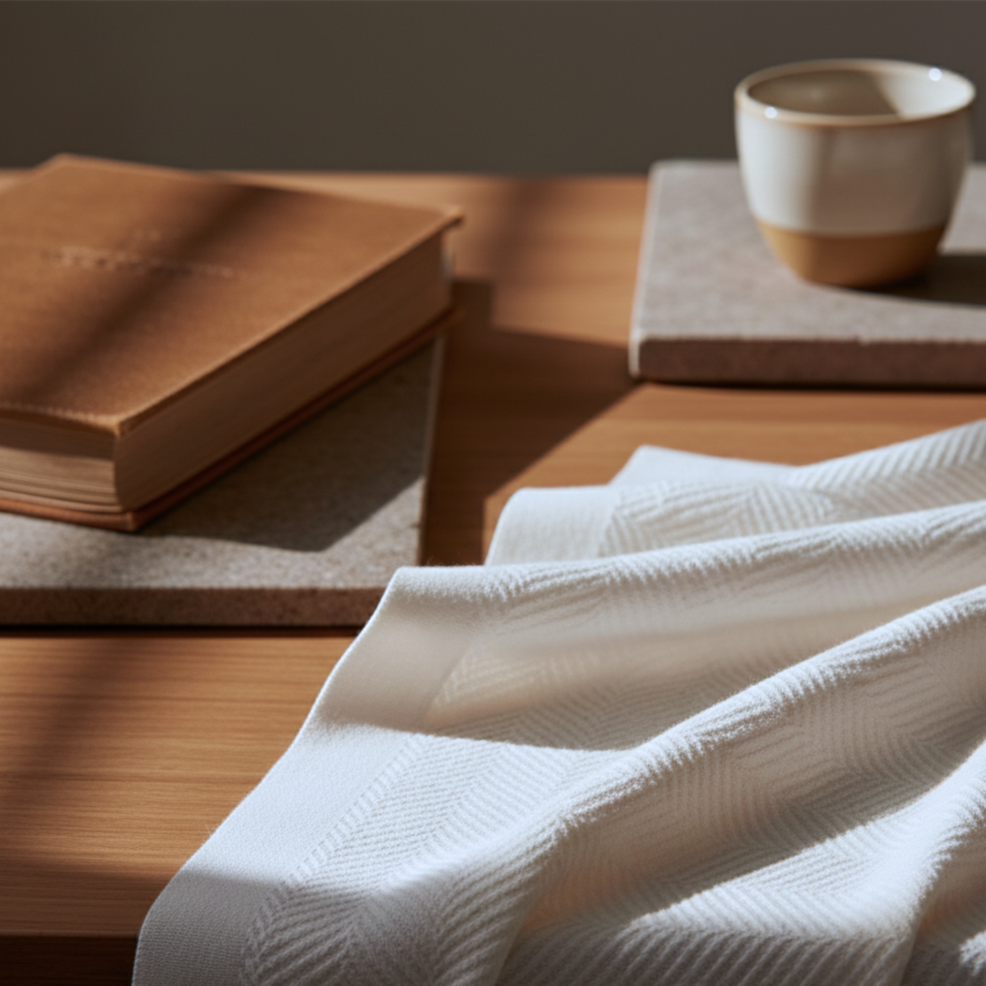 Cotton Herringbone Blanket: White