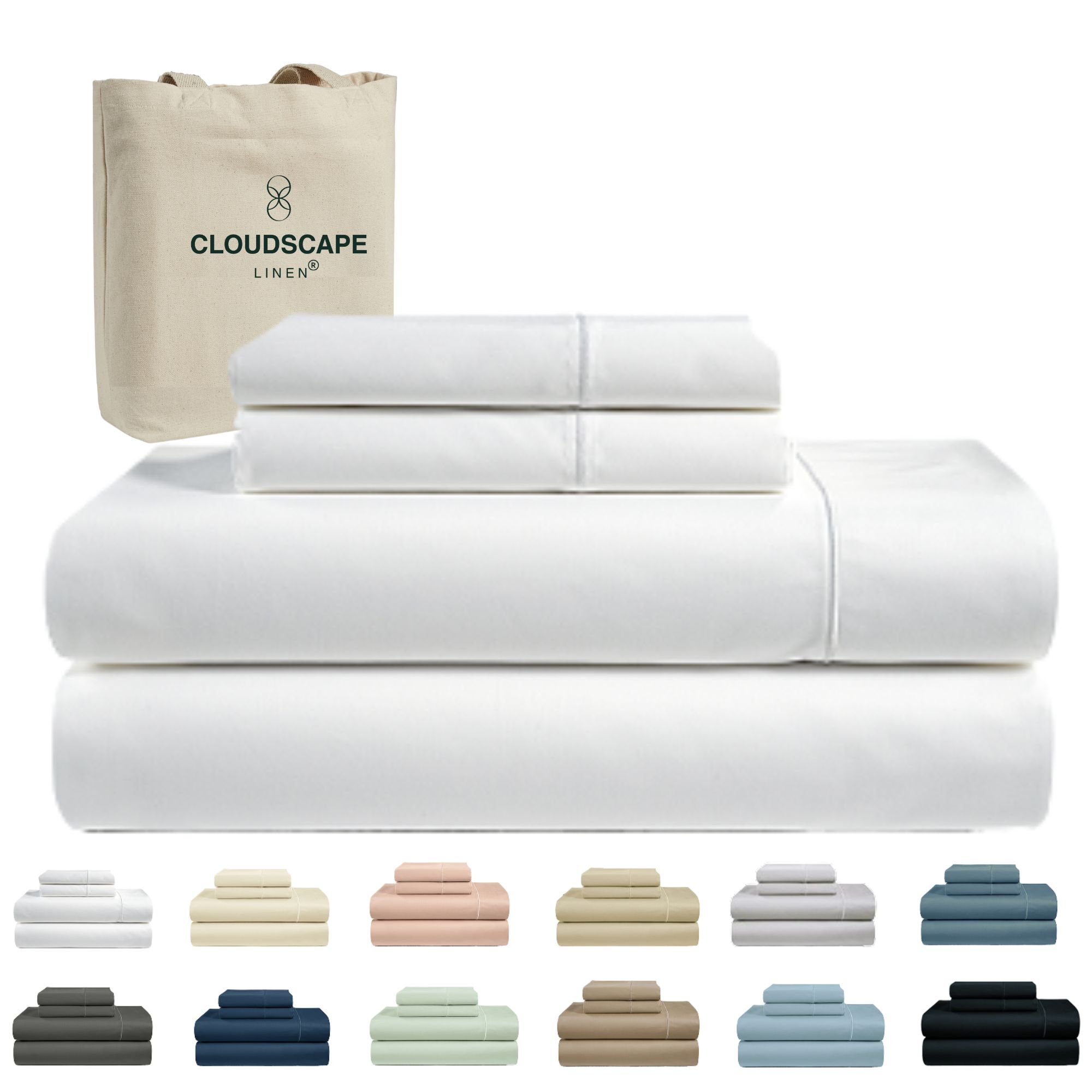 1000 Thread Count Egyptian Cotton : White Bedsheet Set
