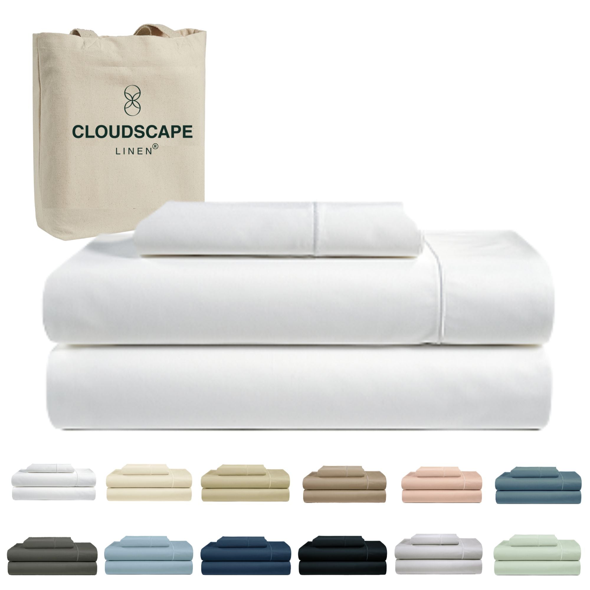 1000 Thread Count Egyptian Cotton : White Bedsheet Set